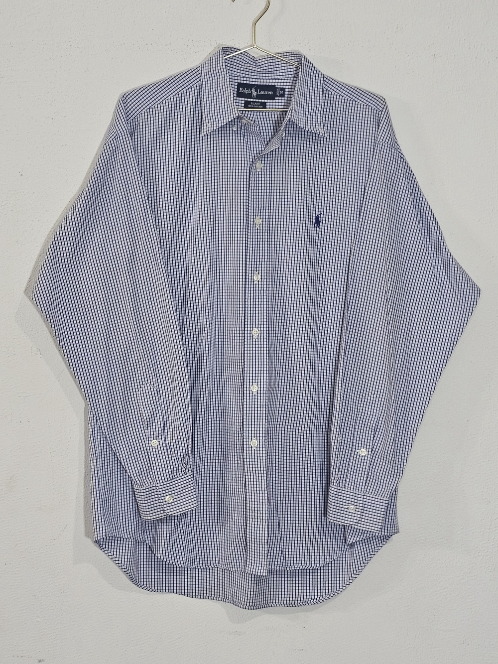 Ralph Lauren Blake Shirt Mens M Blue White Gingham Check  Cotton Prepy‎ Formal
